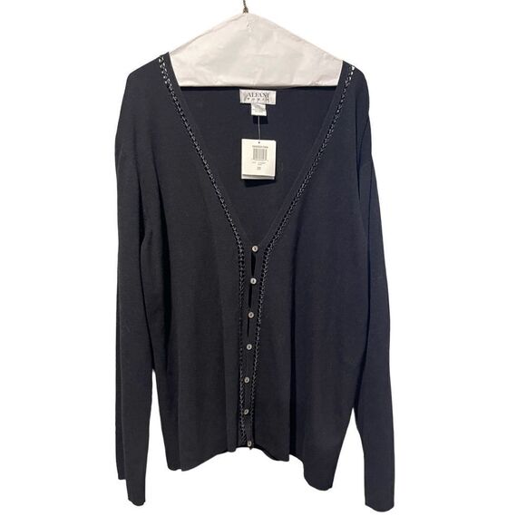 Alfani women Beautiful  Knit, True Black Button Down Cardigan. NWT SIZE 2x - Picture 1 of 3